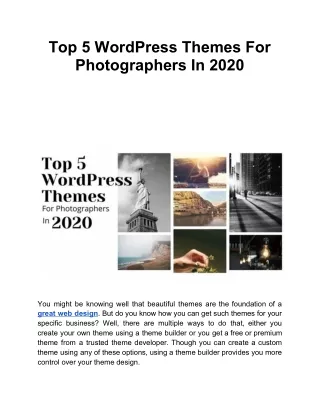 top 5 wordpress themes for photographers in 2020