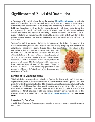 significance of 21 mukhi rudraksha
