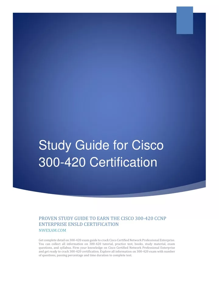 study guide for cisco 300 420 certification