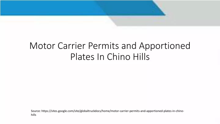motor carrier permits and apportioned plates in chino hills