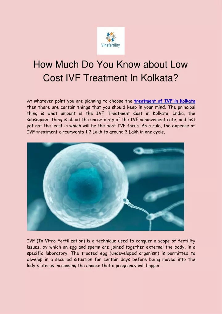 how much do you know about low cost ivf treatment in kolkata