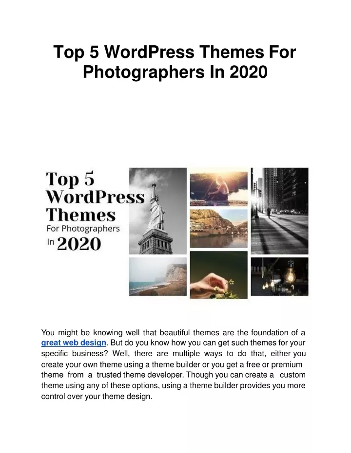 top 5 wordpress themes for photographers in 2020