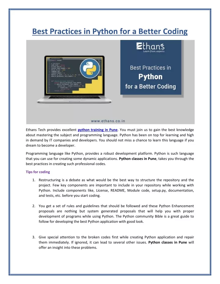 best practices in python for a better coding