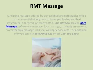Looking for RMT Massage in Hamilton, ON?