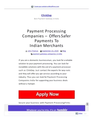 Payment Processing Companies Offers Safer Payments To Indian Merchants