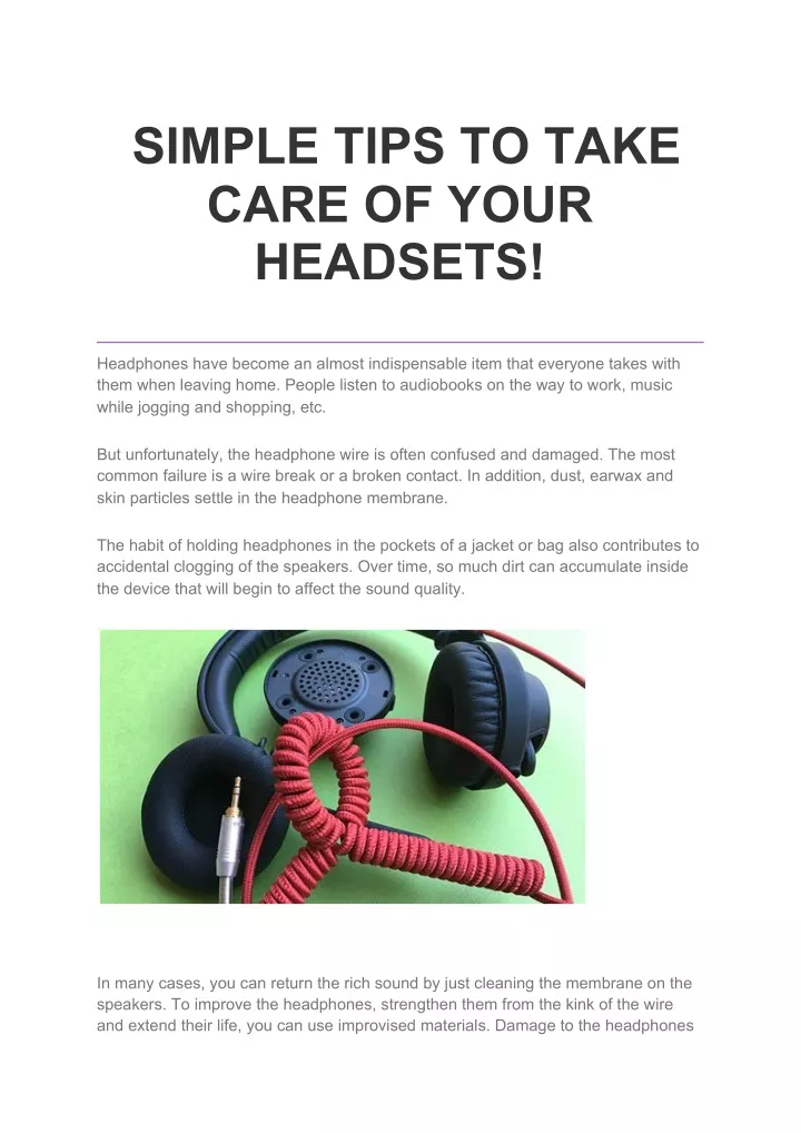simple tips to take care of your headsets