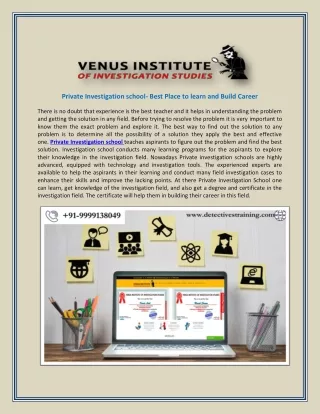 private investigation school best place to learn