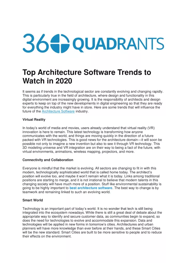 top architecture software trends to watch in 2020