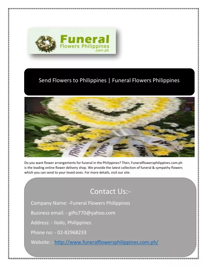 send flowers to philippines funeral flowers