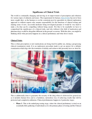 Significance of Clinical Trials