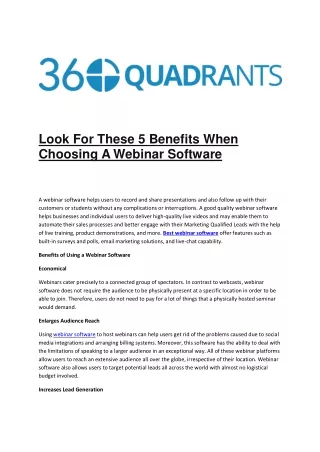 Look For These 5 Benefits When Choosing A Webinar Software