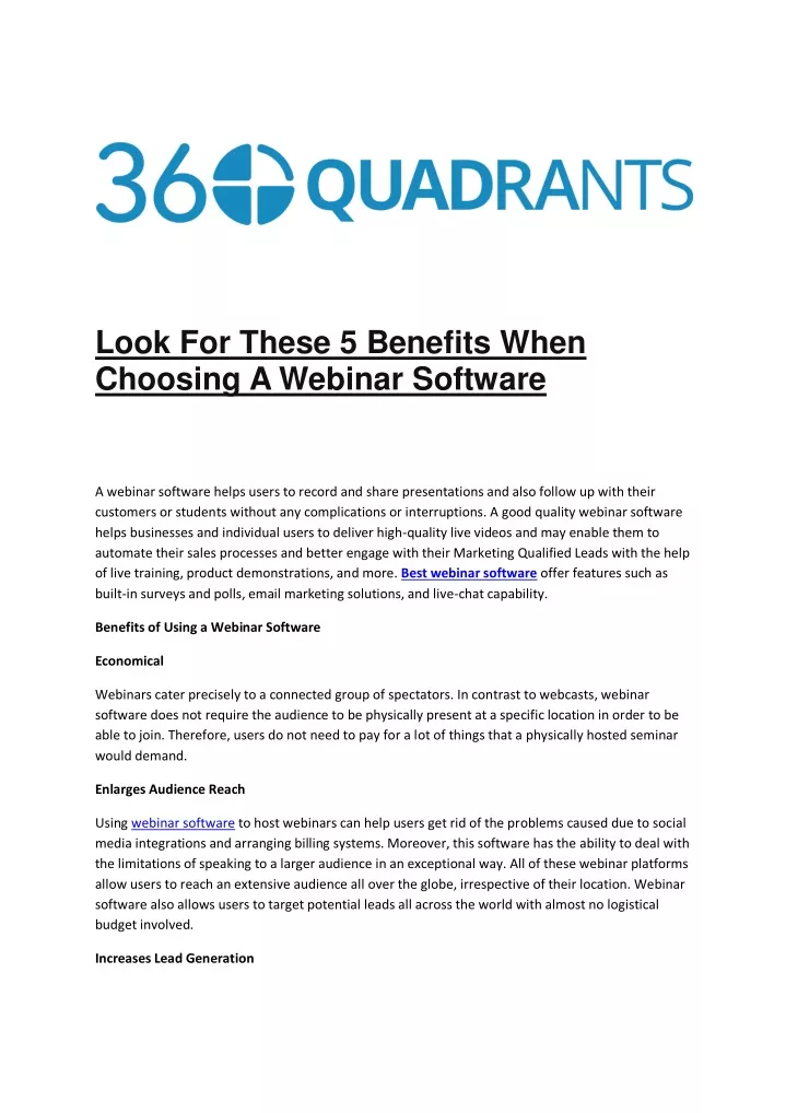 look for these 5 benefits when choosing a webinar