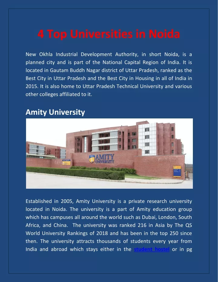 4 top universities in noida
