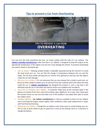 tips to prevent a car from overheating