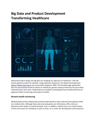 Know How Big Data and Product Development Transforming Healthcare