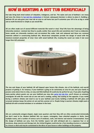 How is renting a hot tub beneficial?