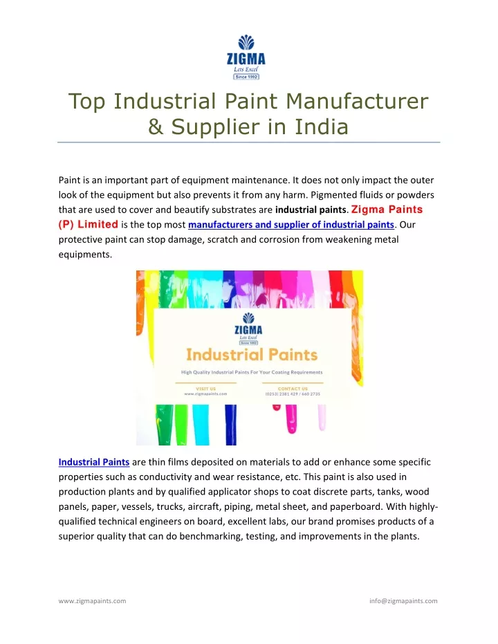 top industrial paint manufacturer supplier