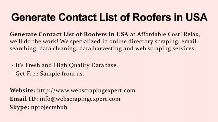 generate contact list of roofers in usa