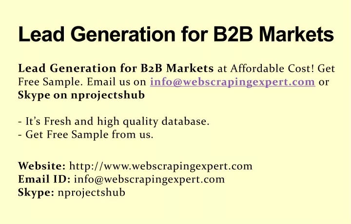 lead generation for b2b markets
