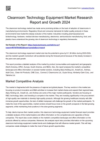 Cleanroom Technology Equipment Market Research and Trends 2024
