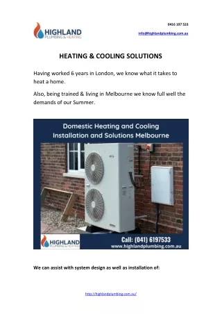 Domestic Heating and Cooling Installation and Solutions Melbourne
