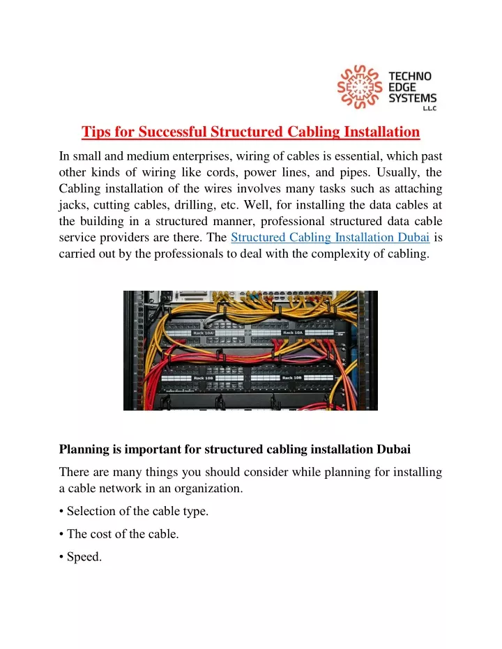 tips for successful structured cabling