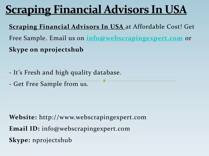 scraping financial advisors in usa