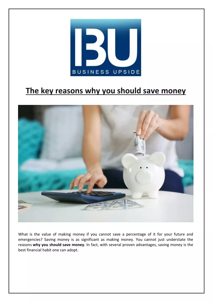 the key reasons why you should save money