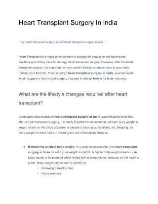 Lifestyle Changes After Heart Transplant Surgery