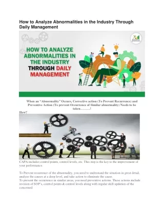 How to Analyze Abnormalities in the Industry Through Daily Management