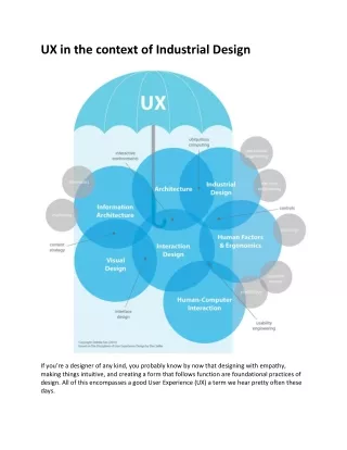 UX in the context of Industrial Design