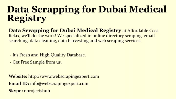 data scrapping for dubai medical registry
