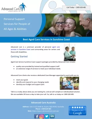 Best Aged Care Services in Sunshine Coast