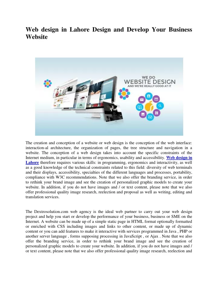 web design in lahore design and develop your