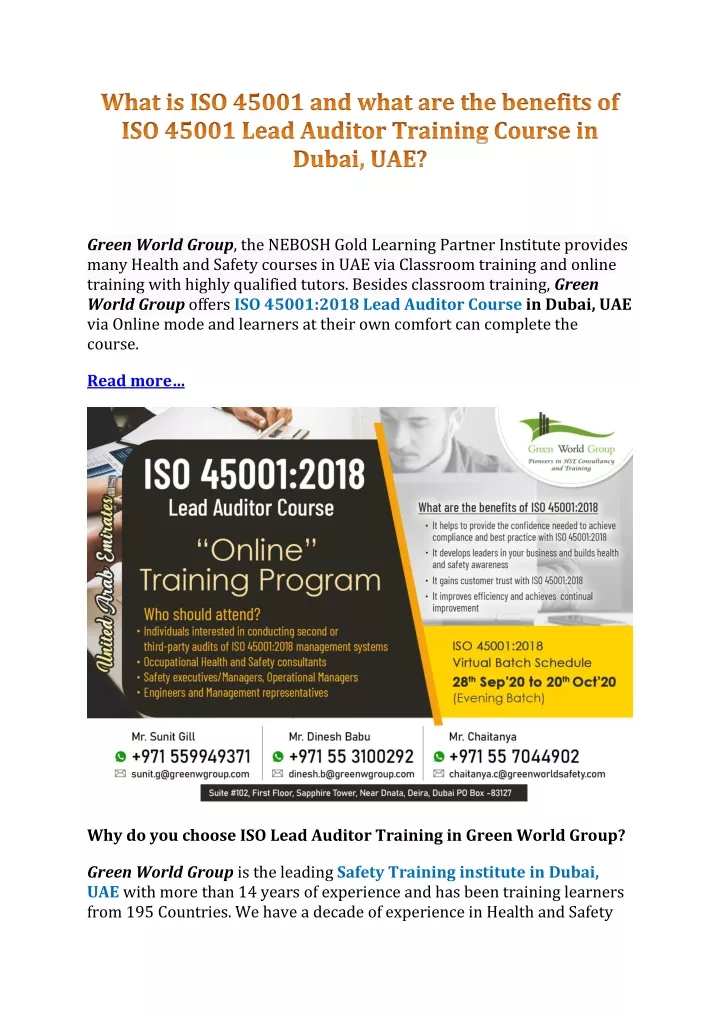 green world group the nebosh gold learning
