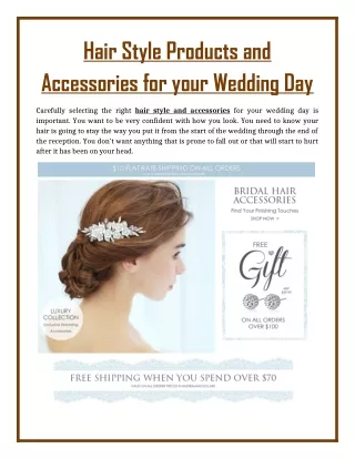 Hair Style Products and Accessories for your Wedding Day
