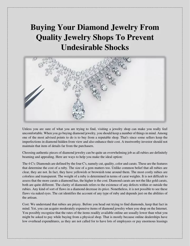 buying your diamond jewelry from quality jewelry