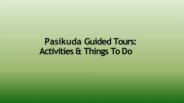 pasikuda guided tours activities things to do