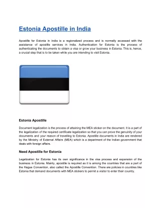 Estonia Apostille in India