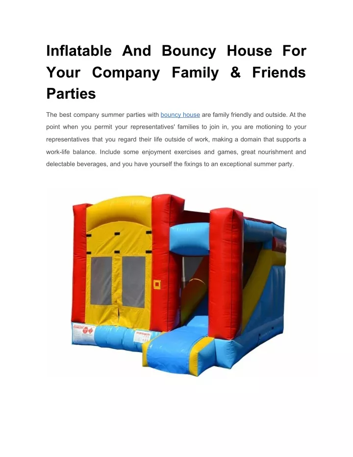 inflatable and bouncy house for your company