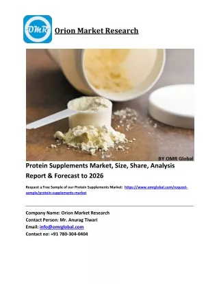 Protein Supplements Market Growth, Size, Share, Industry Report and Forecast 2020-2026
