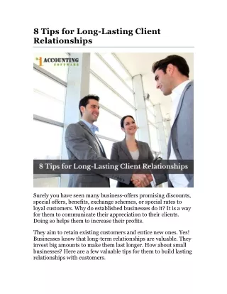 8 Tips for Long-Lasting Client Relationships