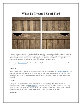 what is plywood used for