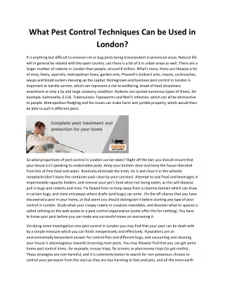What Pest Control Techniques Can be Used in London?