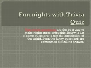 fun nights with trivia quiz