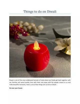 things to do on diwali