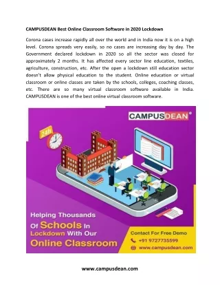 CAMPUSDEAN Best Online Classroom Software in 2020 Lockdown