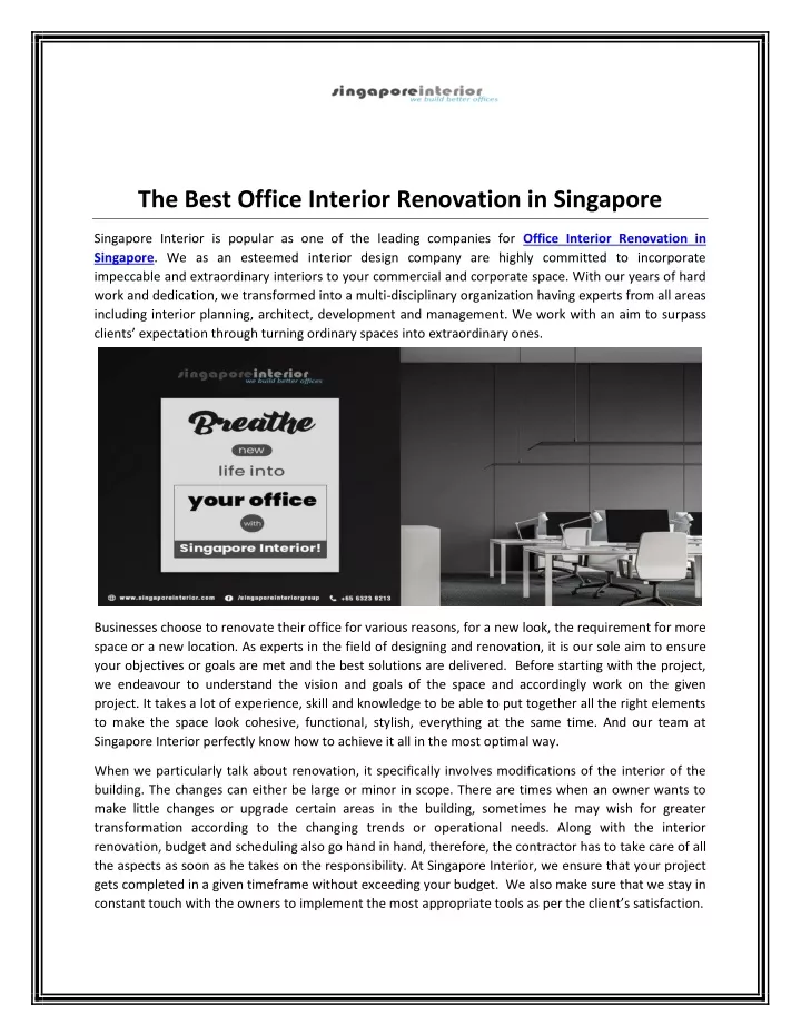 the best office interior renovation in singapore