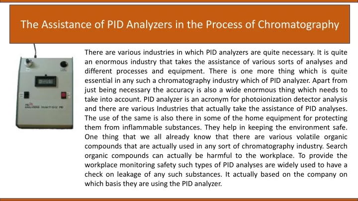 the assistance of pid analyzers in the process