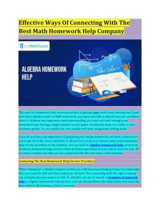 effective ways of connecting with the best math